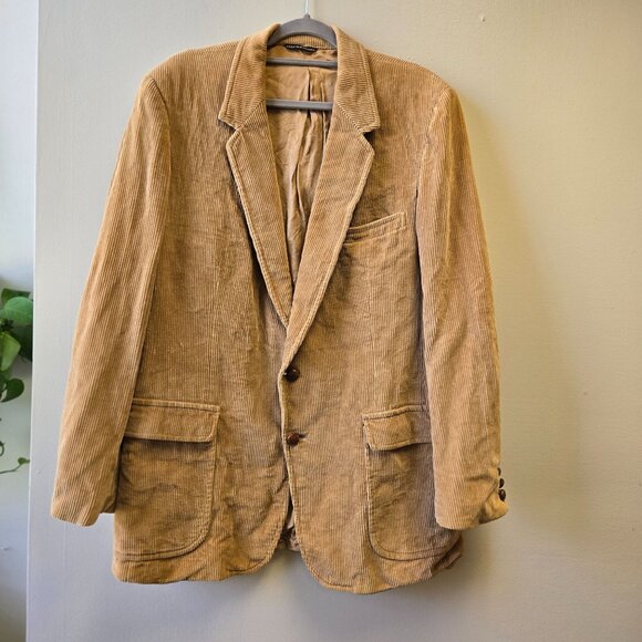 Vintage Cavender's 44XL Western Brown Corduroy Mens Blazer Sport Coat Elbow Patc - Picture 1 of 16